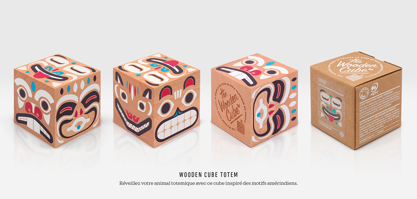 design wood bois wooden cube engraving decoration objet branding  marque