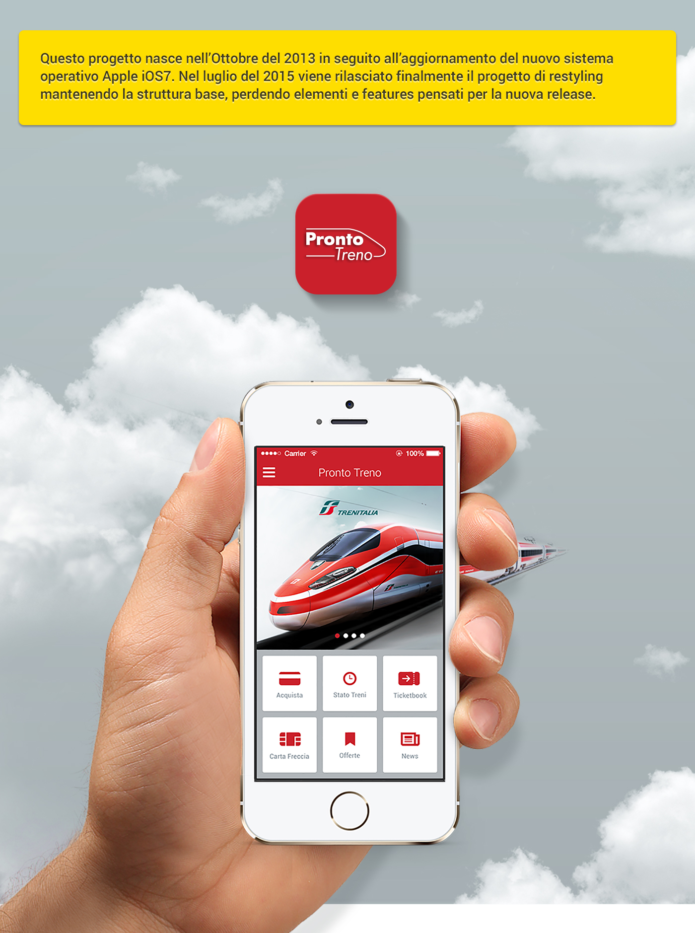 Trenitalia Prontotreno Pronto Treno train UI wireframe interaction design rails italian app styleguide icons treno