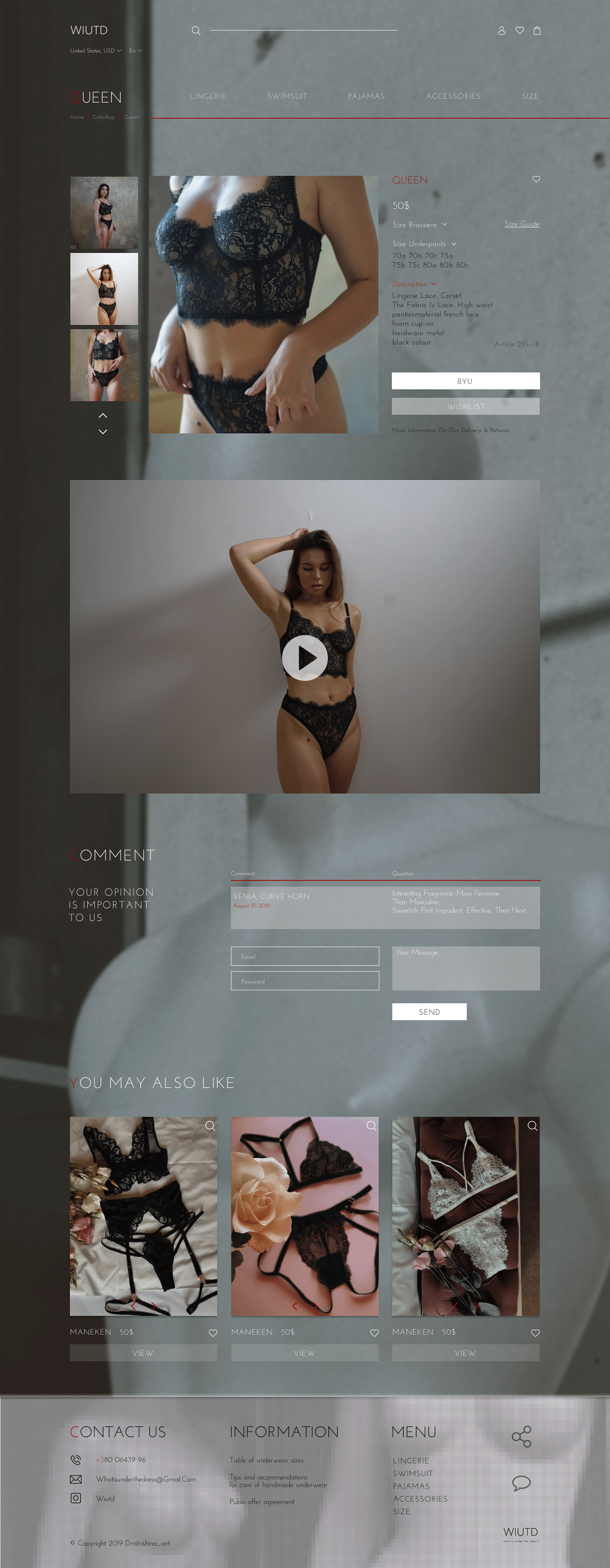 Website UX UI web disign graphic disign shop lingerie