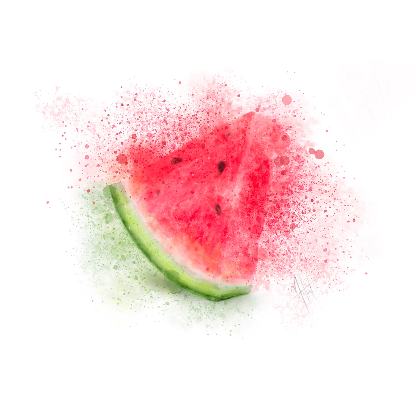 digital fruits orange Procreate strawberry watercolor watermelon