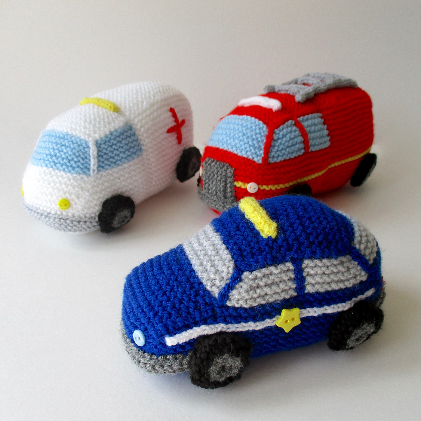 Emergency Vehicles Transport Knitted toys knitters handmade knitted cars toys for boys