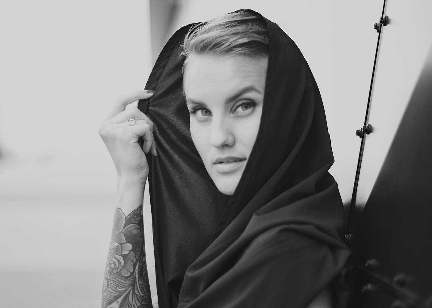 Adobe Portfolio Tallinn  WIA tattoo shooting short hair helsinki Estonia black and white photoshoot model