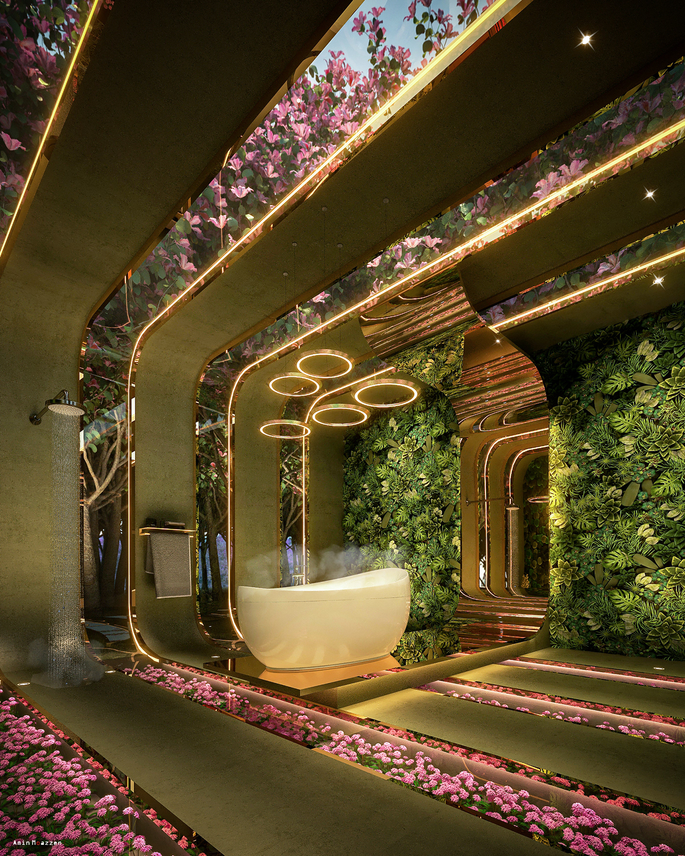 architecture bath design Flowers Interior light Nature pink tube