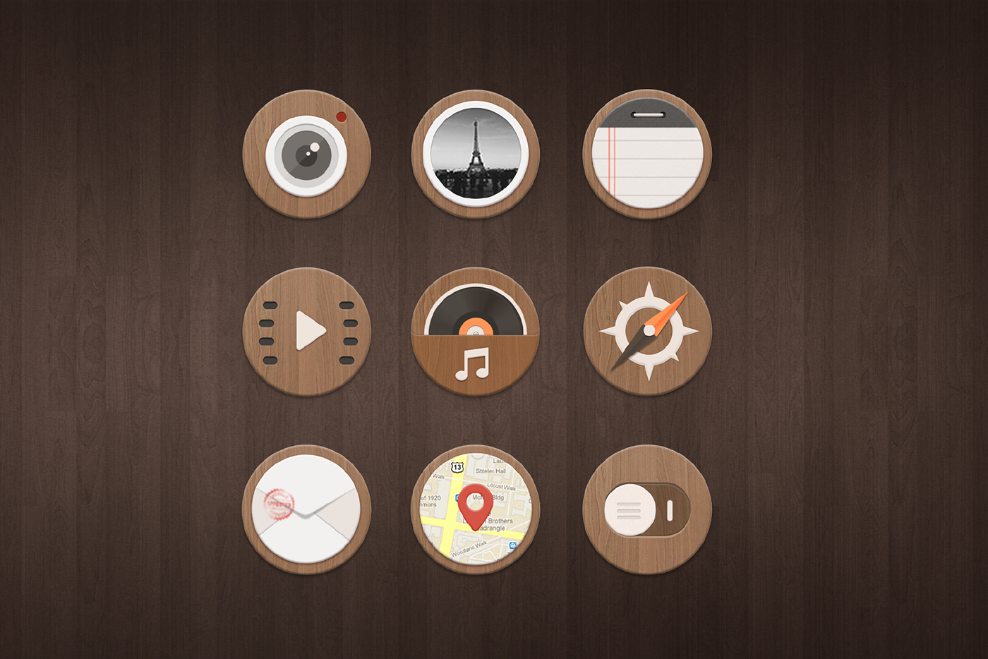 GUI UI ux design portfolio application graphic wallpaper Icon modern simple mobile wood user interface