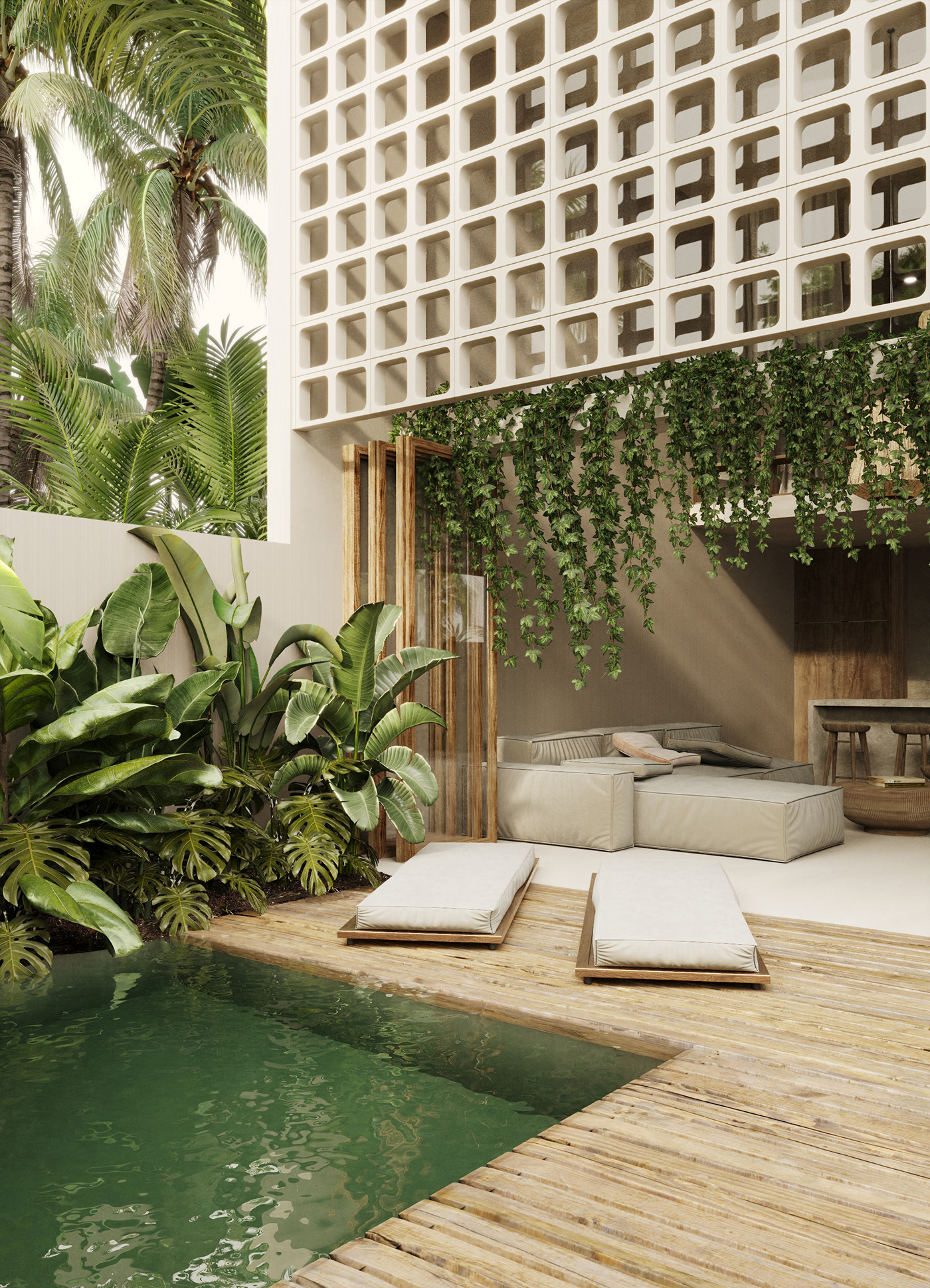3dvisualization Bali interior design home design interior design  Nature Render tropical architecture Tropical Design vacation home villa design
