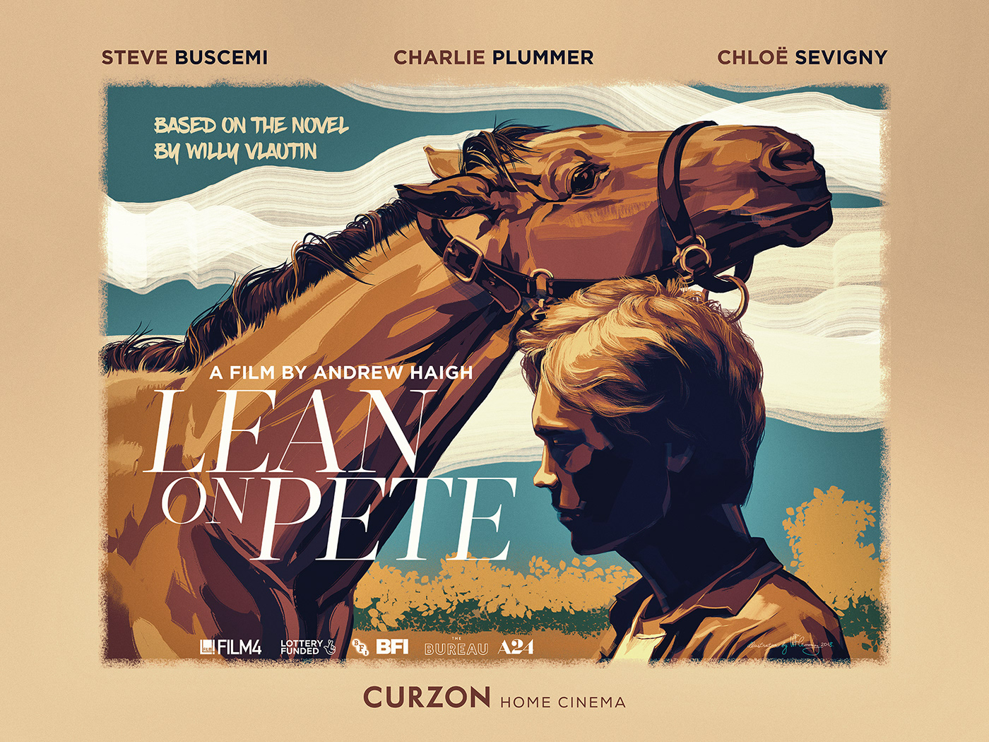 movie poster ILLUSTRATION  W Flemming portrait Andrew Haigh Steve Buscemi chloe sevigny charlie plummer horses Portraiture