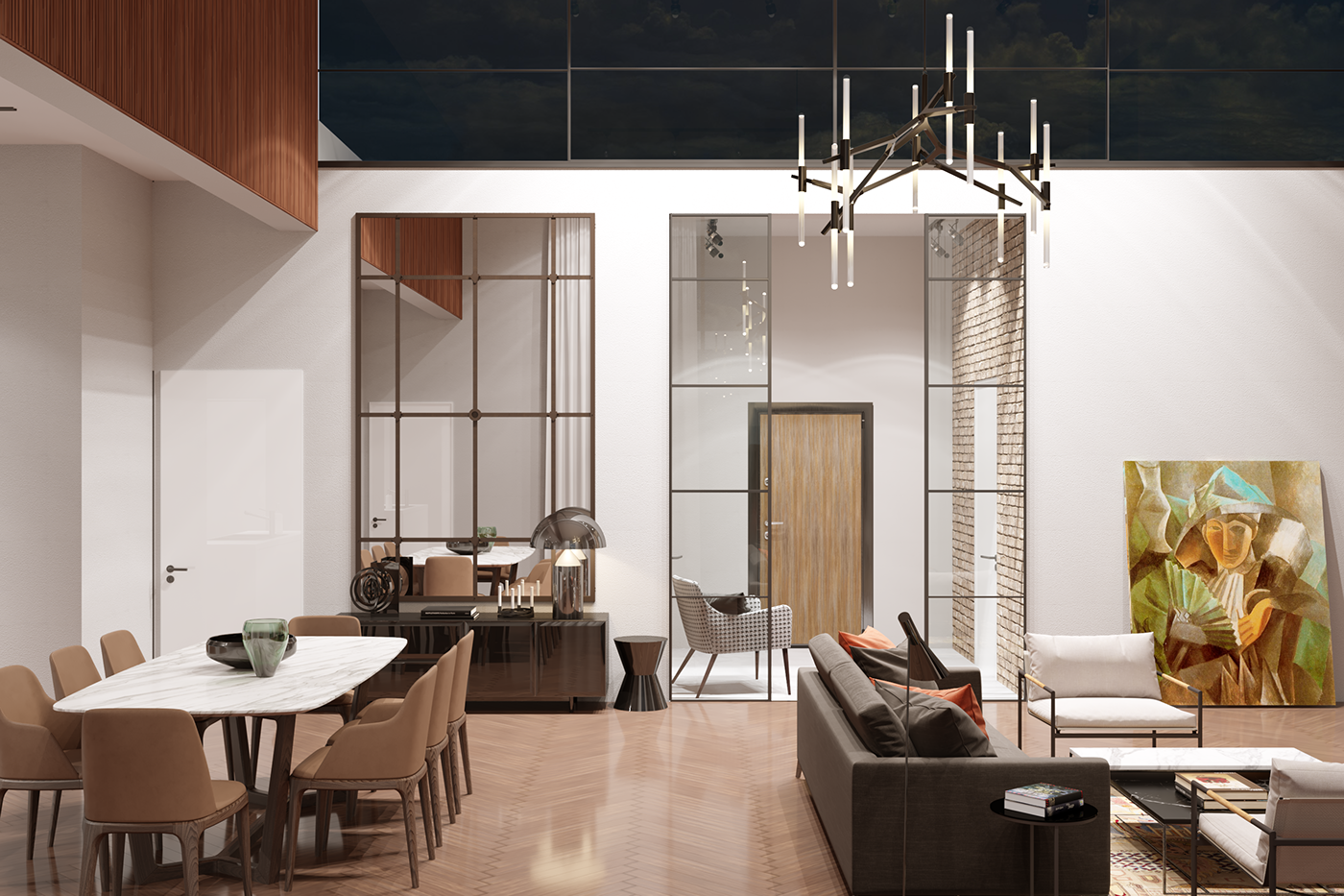 interiordesign corona 3dsmax visualization design livingroom kitchen architecture visualeffects photoshop