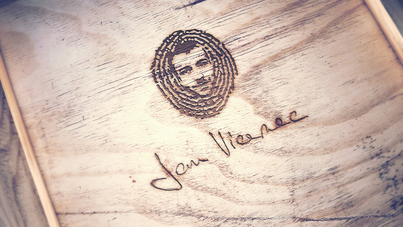 logo brand art artistic carpenter face signature wood imprint head
