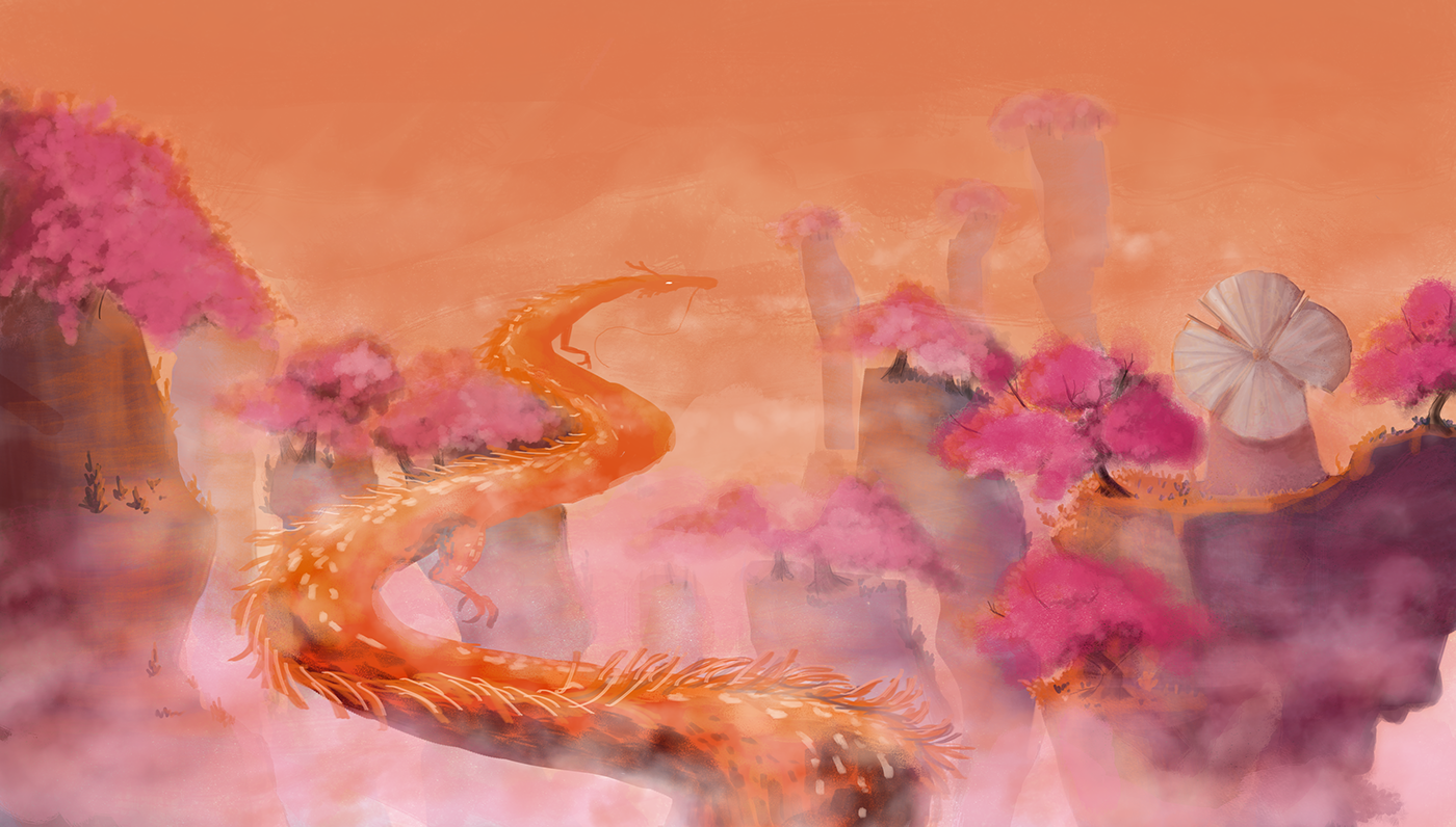 dinosaurs fairy concept art environment oriental dragon lighthouse Digital Art  ILLUSTRATION 