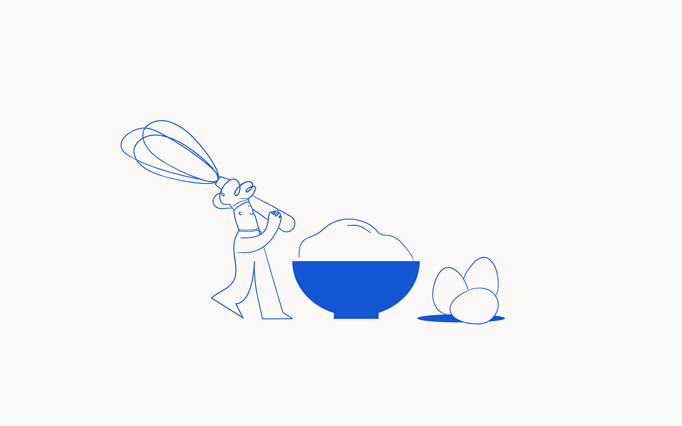 An illustration of a chef baking with eggs and flour. El idealista.
