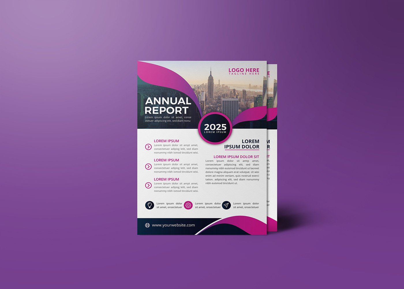 This is a  Business annual report template. Annual reports are publish yearly.
