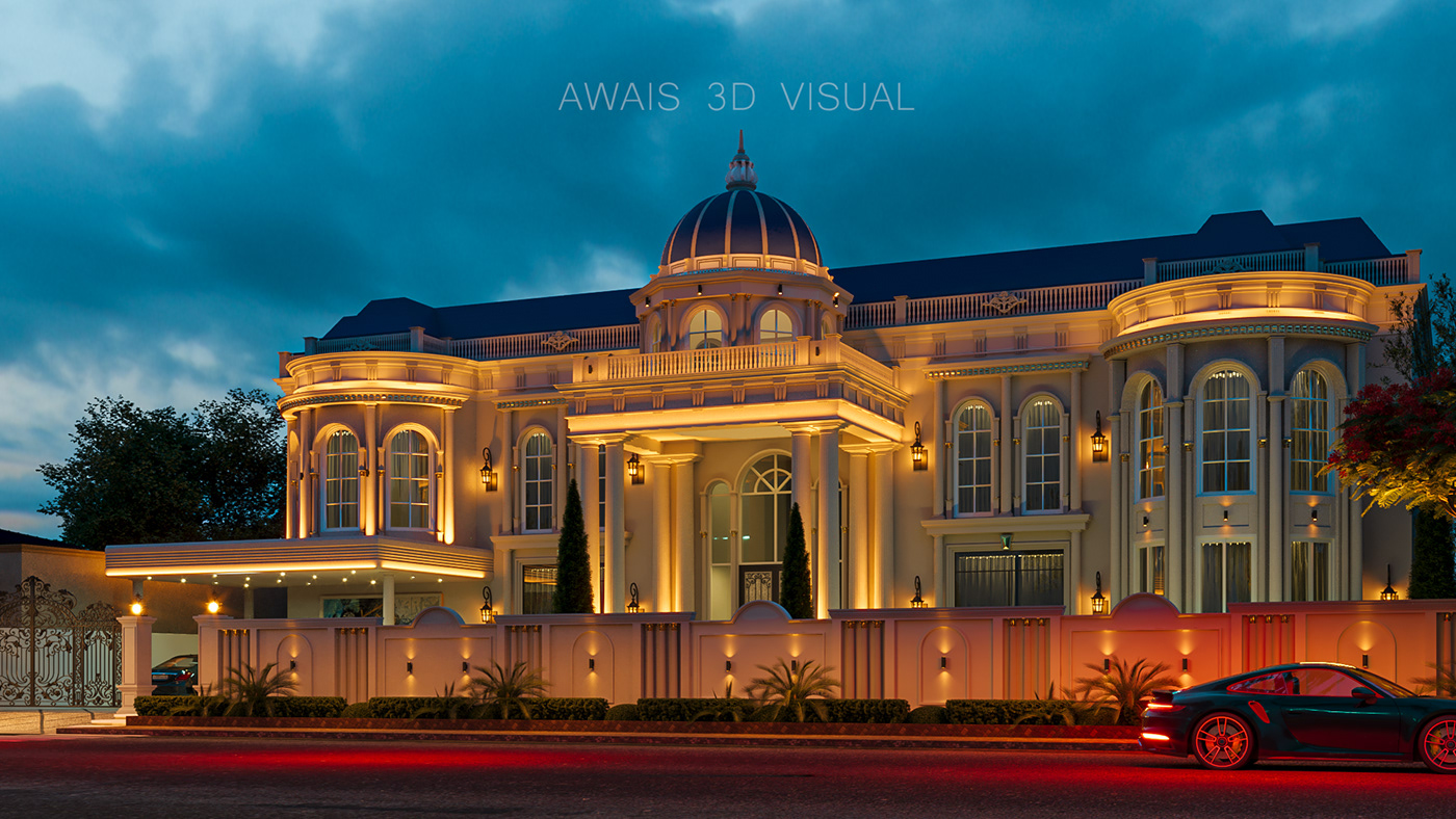 architecture visualization Villa CGI HOUSE DESIGN classic design facade exterior design 3d modeling Render