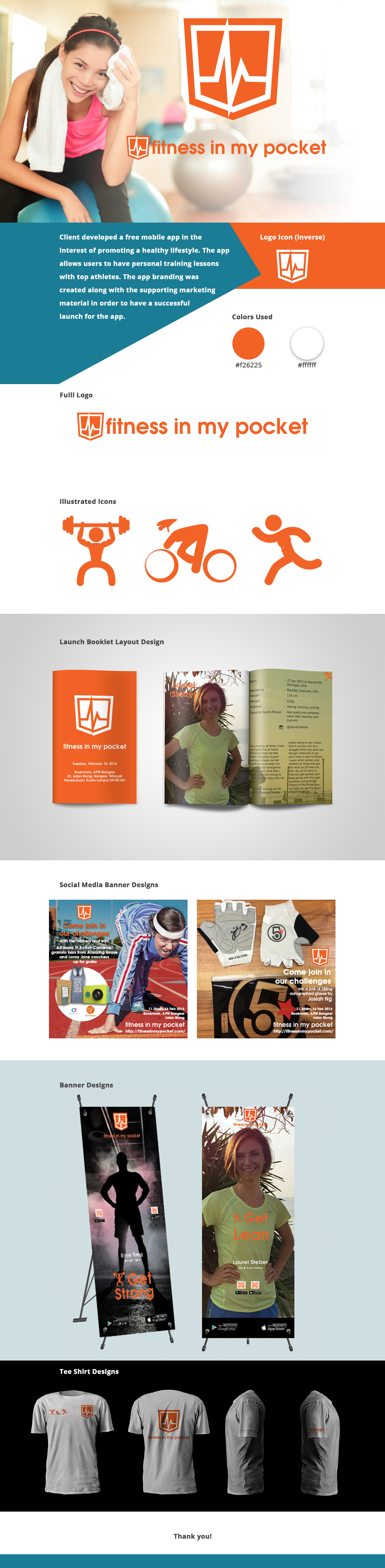 app fitness branding  pocket orange marketing   Advertising  banner icons design
