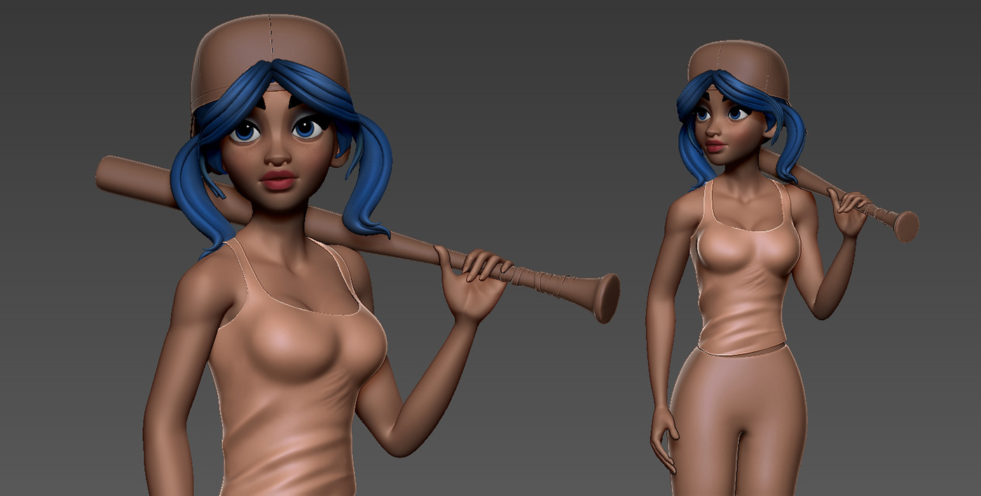 baseball girl Sculpt Zbrush characters 3D concept