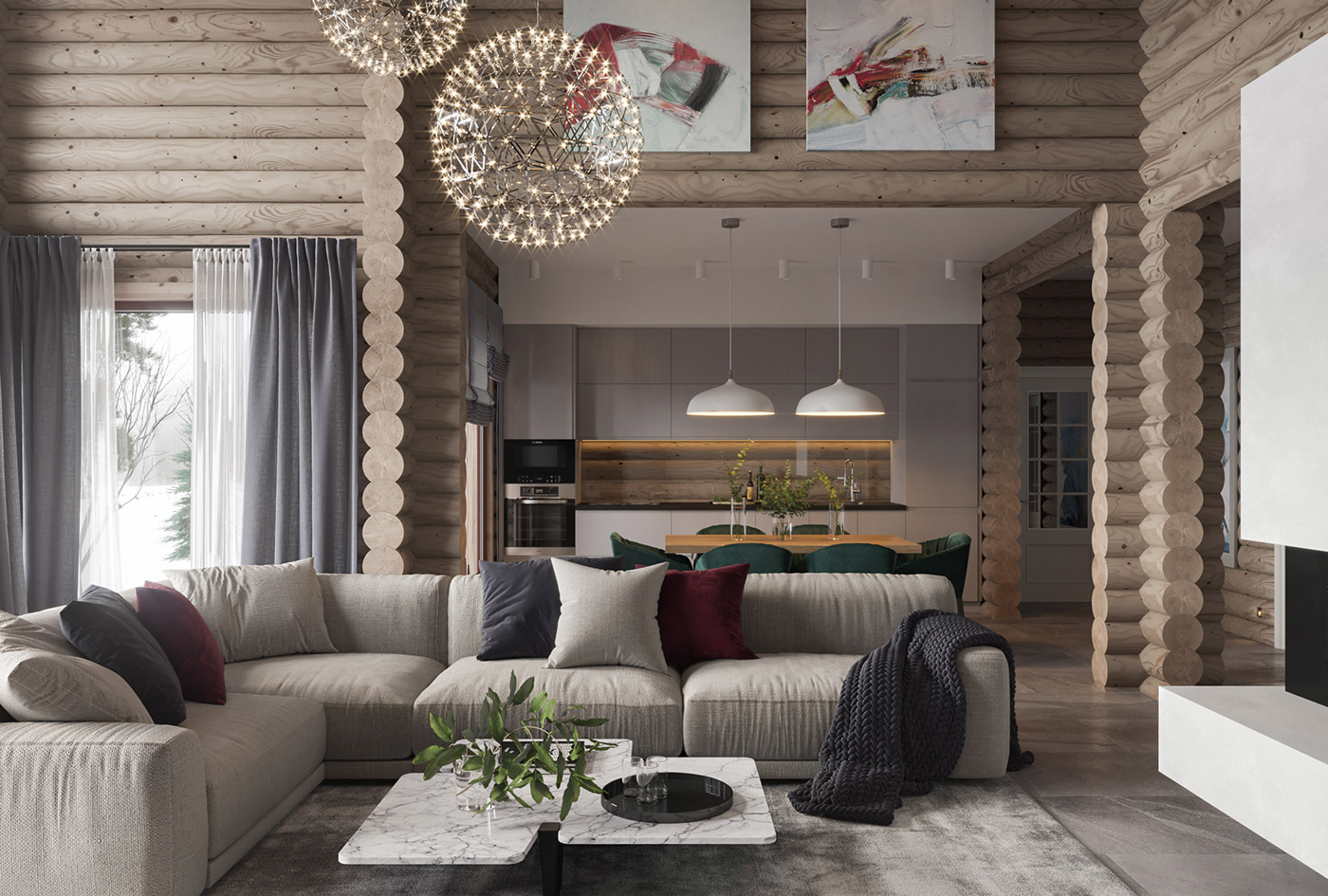 Interior 3ds max design wooden house belarus interior design  art minsk visualization