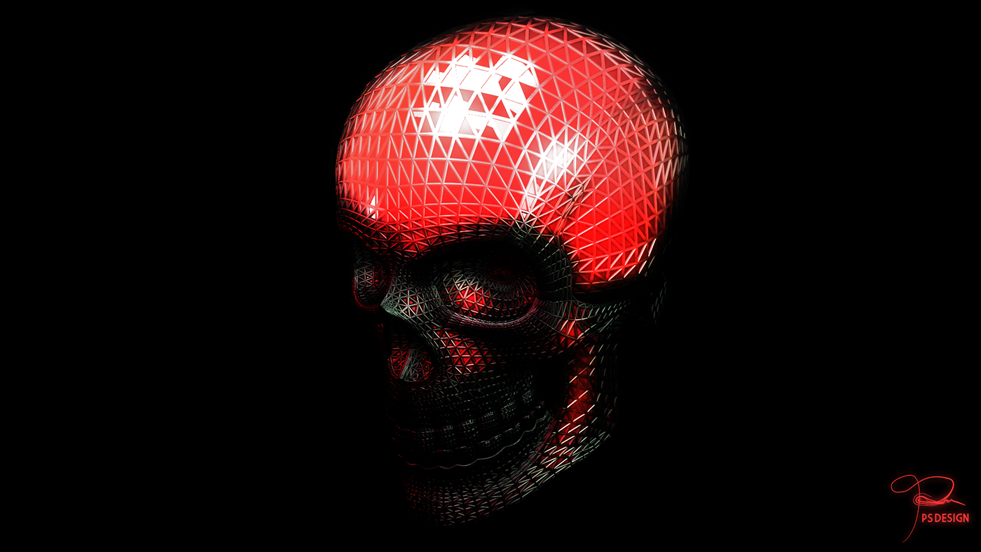 sell skull fullHD cinema4d 3D goth glow neon
