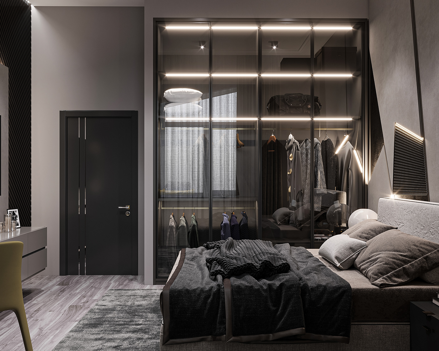 dark bedroom darkroom interior bedroom modern bedroom visualization