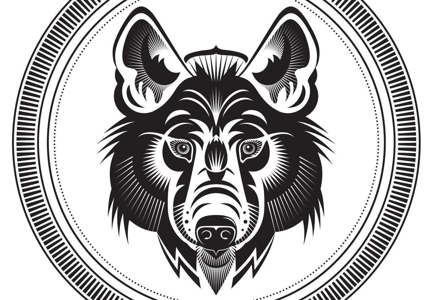 Cat lupus wolf Window round adobe illustrator Digital Art  sandblast vector art Vector Illustration