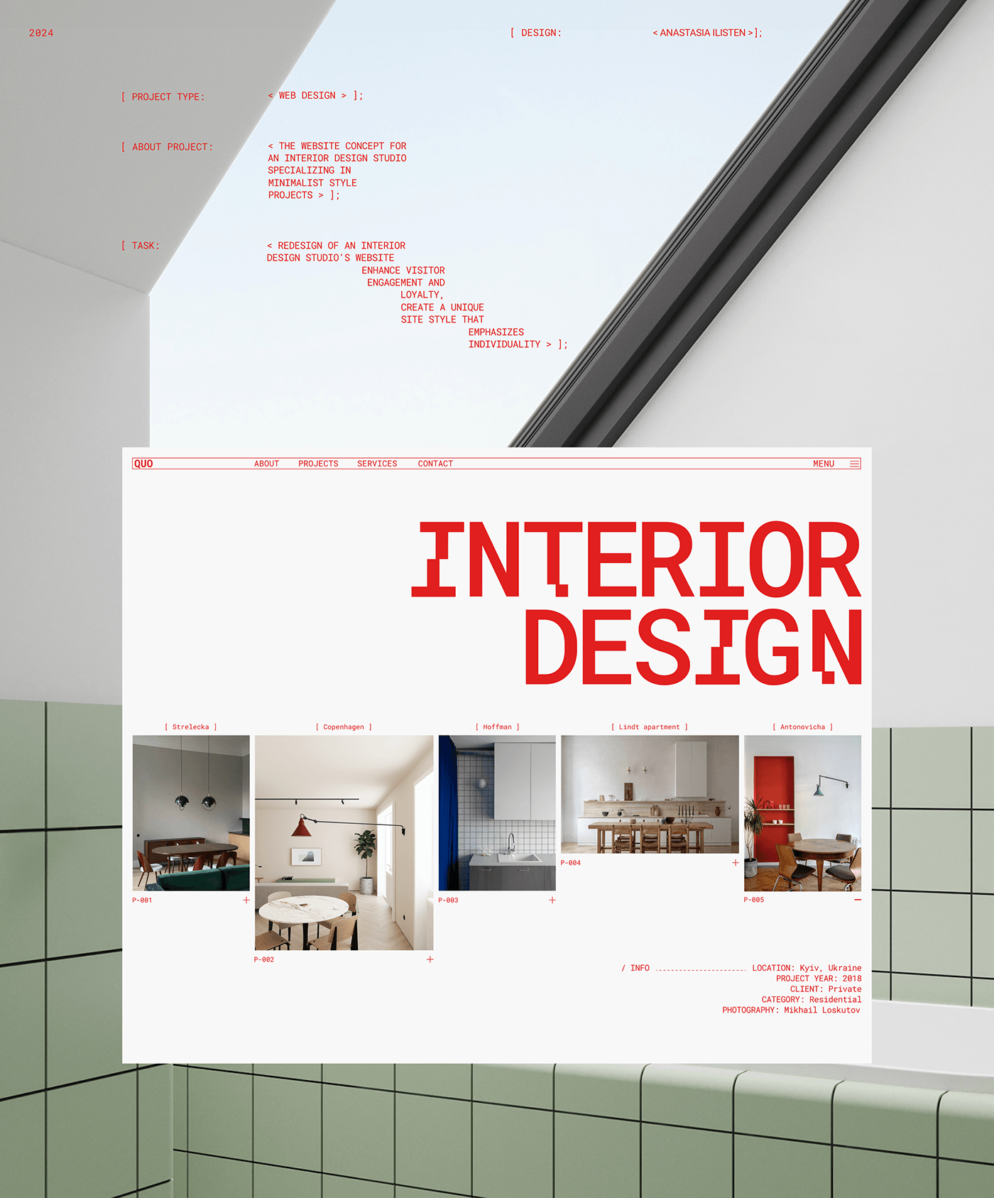 interiors minimalistic visual identity design Webdesign concept Web UI design user interface