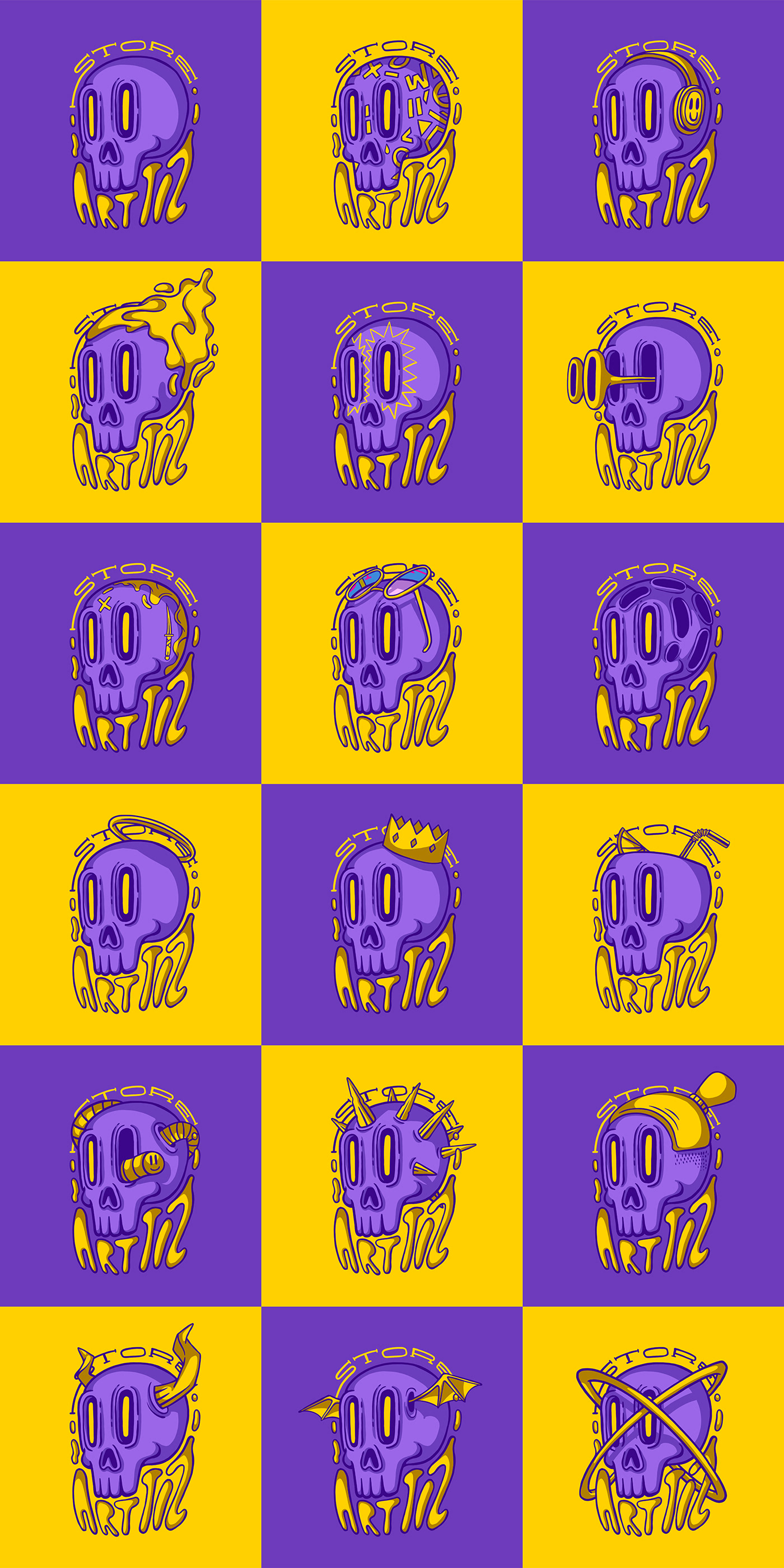 art arttoz branding  logo Packaging pattern print skull tshirt doodle