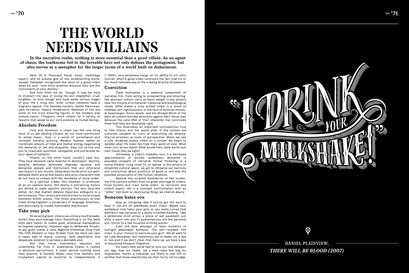 Cinema Thread magazine villains writing 