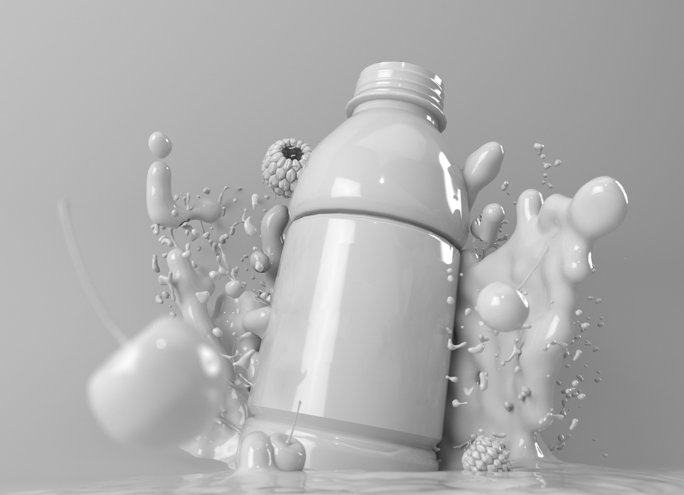 fresh 3D bottle splash Kuwait america berry Island designer modeling