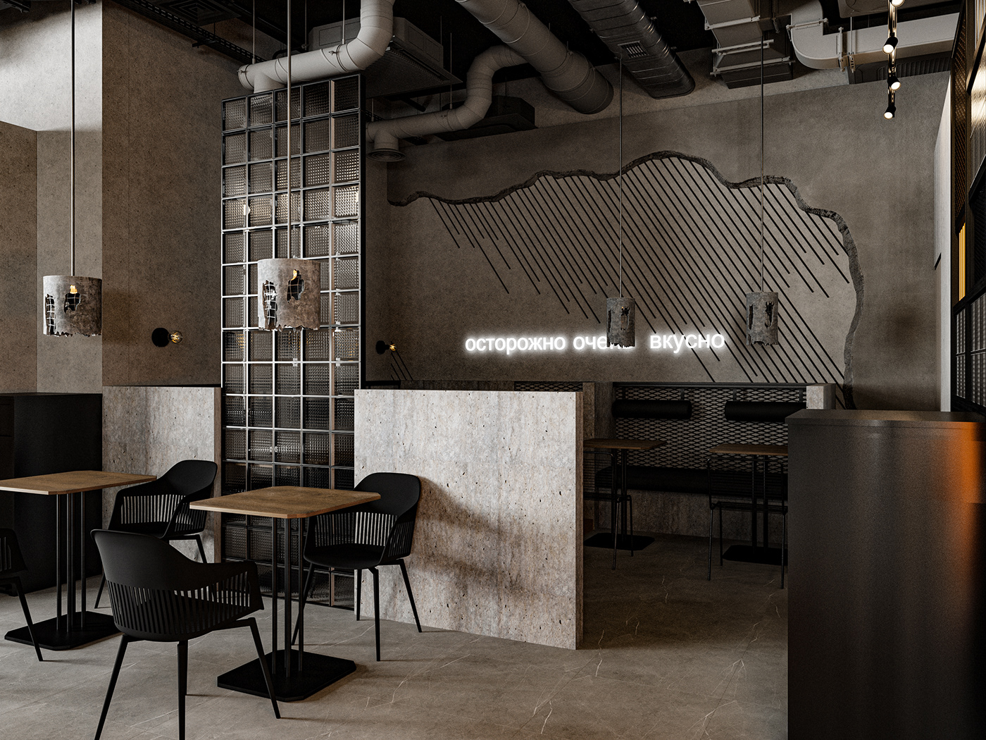 design interior design  Street Food restaurant visualization architecture Render corona street food design