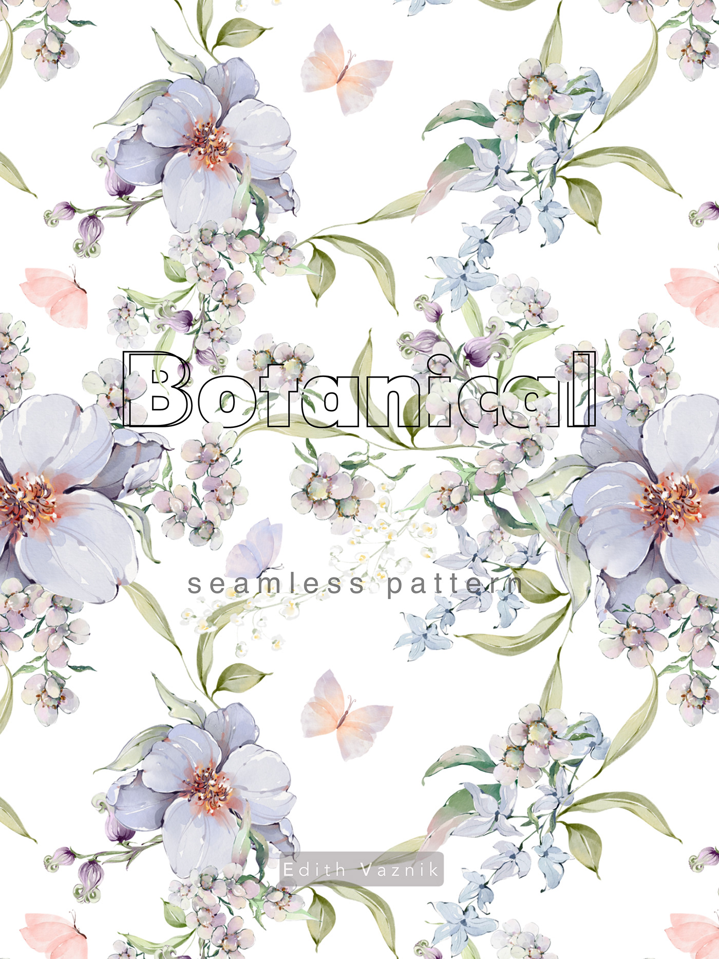 watercolor floral pattern lingerie brand Baby Shower bridal wedding textile fabric pattern