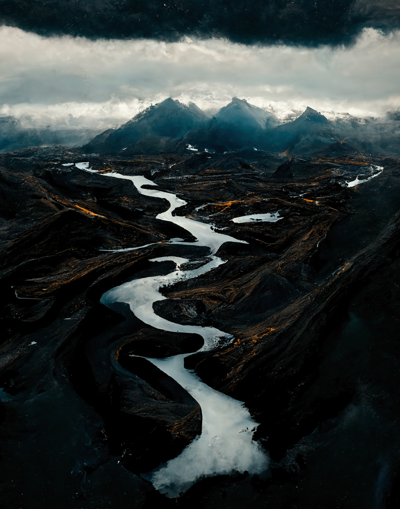 artificial intelligence cinematic dark Digital Art  fine art generative iceland Landscape moodboard Photography 