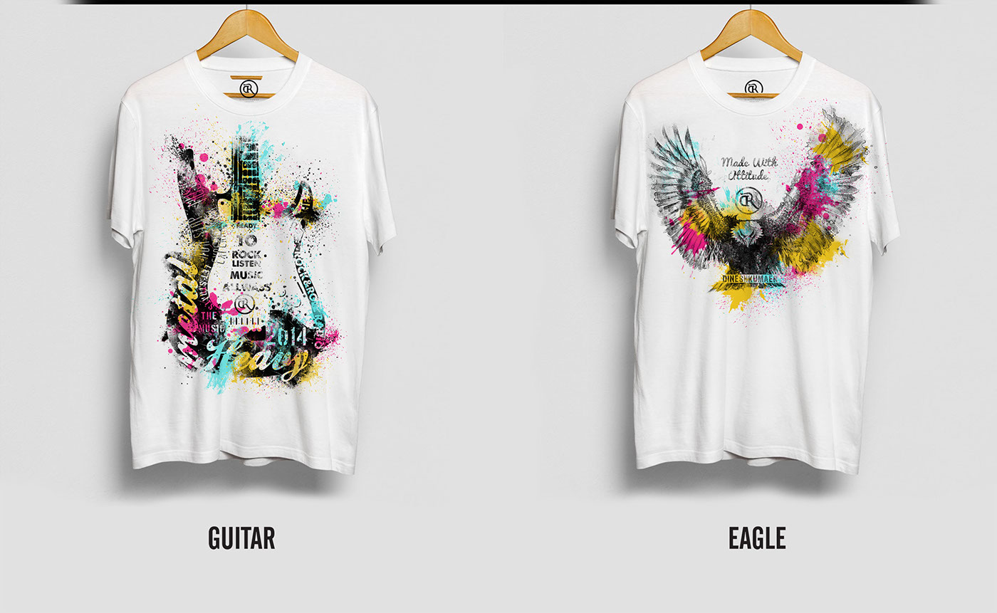 t-shirt saplttar colourfull Guiter eagle dinesh new Label