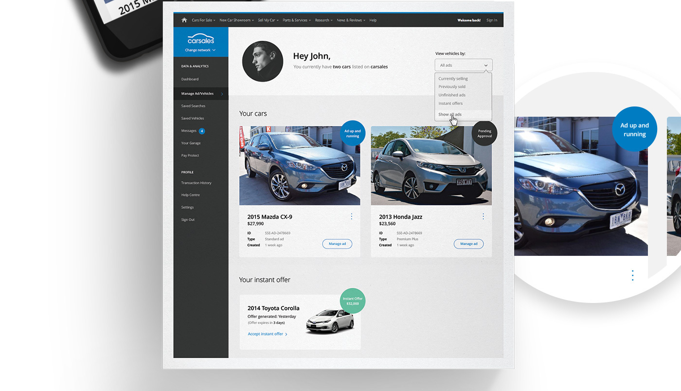 carsales Cars automotive   membership ux research dashboard stats Charts classifieds