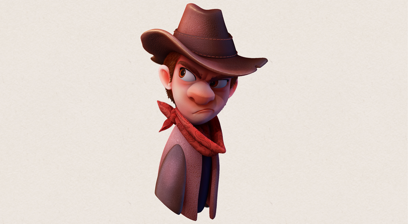 western 3D animation  Character design toy sculpture Zbrush sheriff