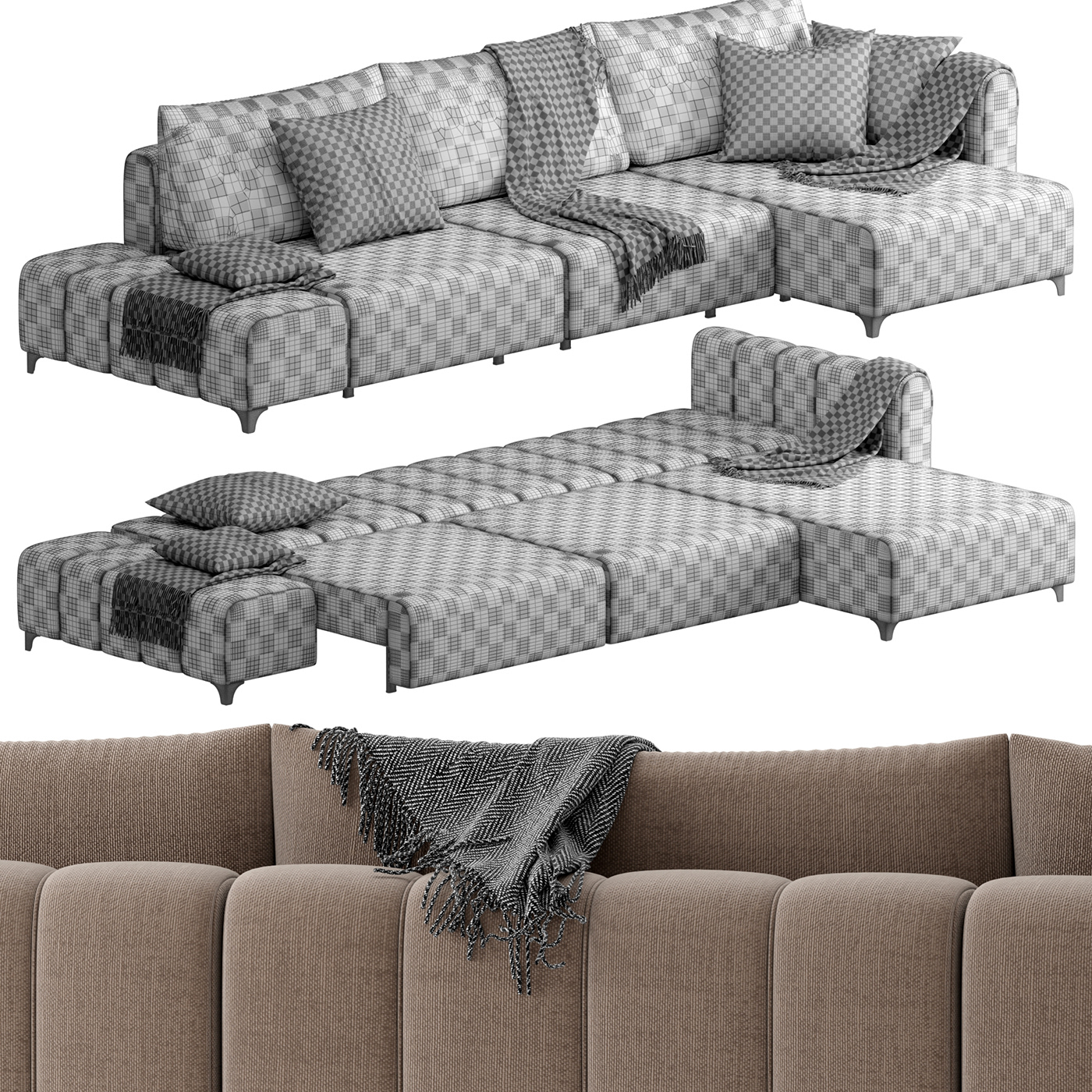 modular sofa 3D interior design  visualization modul 3dsky cgtrader vray marvelous designer