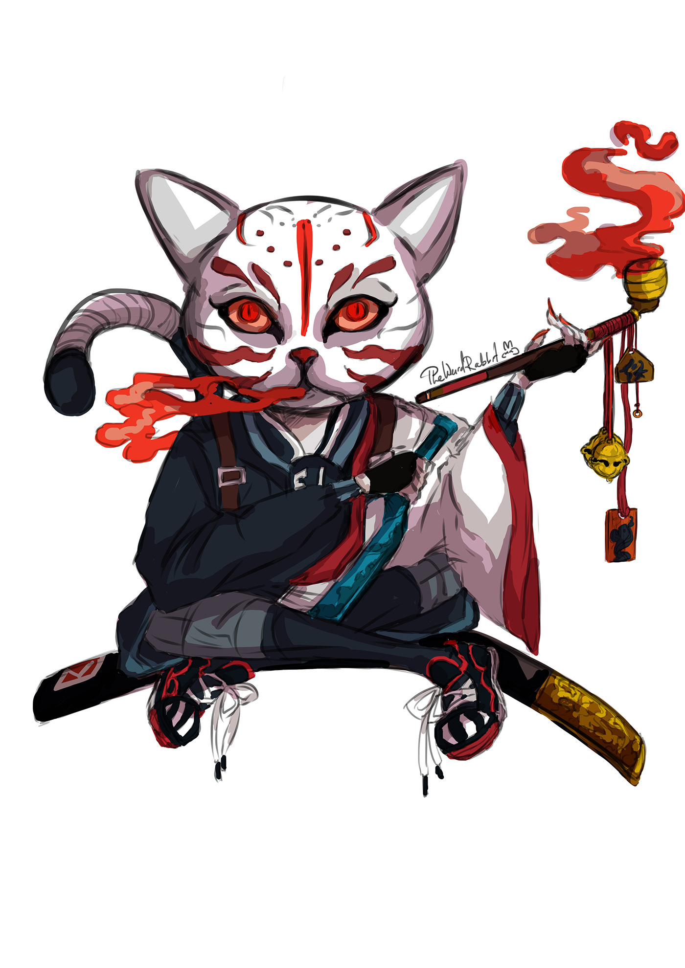 ninja samurai Cat ILLUSTRATION  digitalart