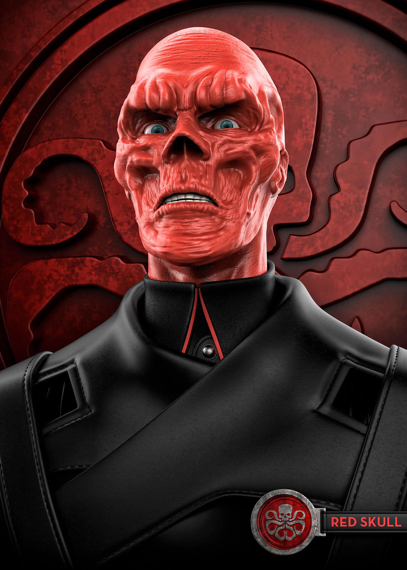 Red Skull supervillano Capitan America hydra comics craneo rojo Hero 3D CGI arte digital villano