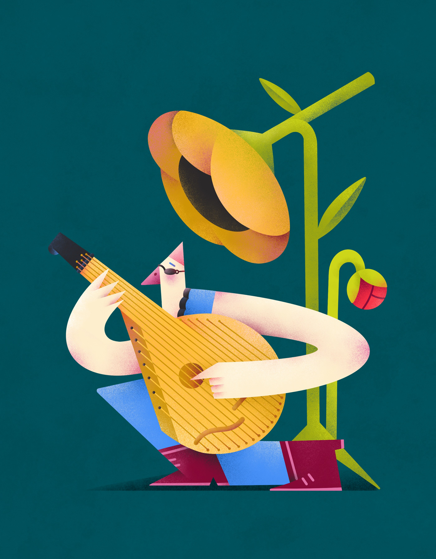 music folk ukrainian Character character illustration ILLUSTRATION  bird band Editorial Illustration botanical