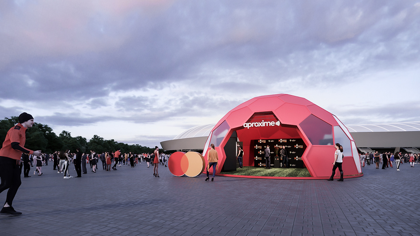 Arquitetura Promocional booth copa america dome dome pavilion Exhibition Design  geodesic dome soccer Stand tenda