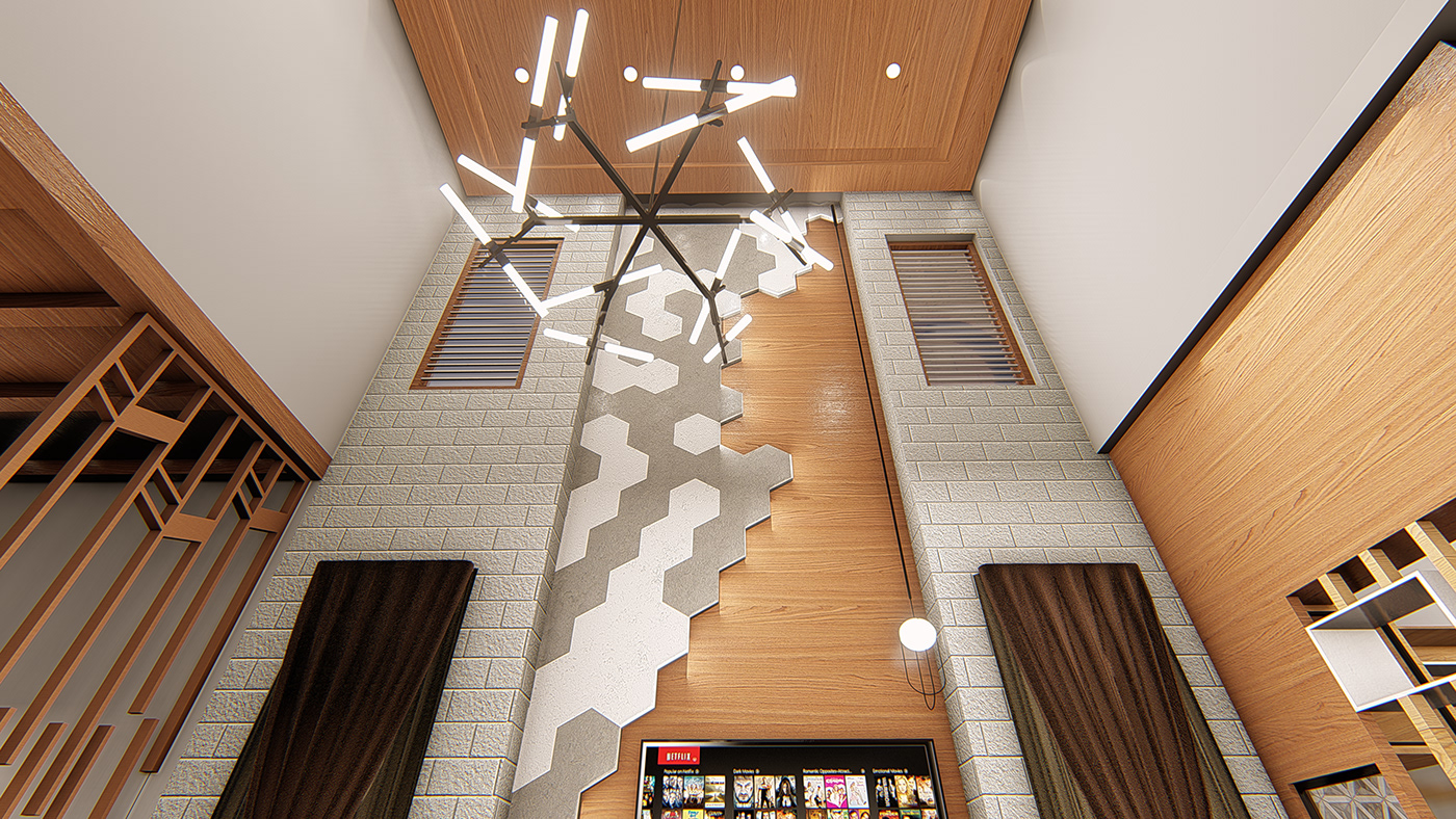 architecture house indoor Interior model modern professional Render visualization wood