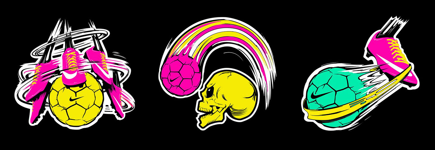 Nike stickers football soccer skulls skeletons icons scorpion play Loser hollywood graphic