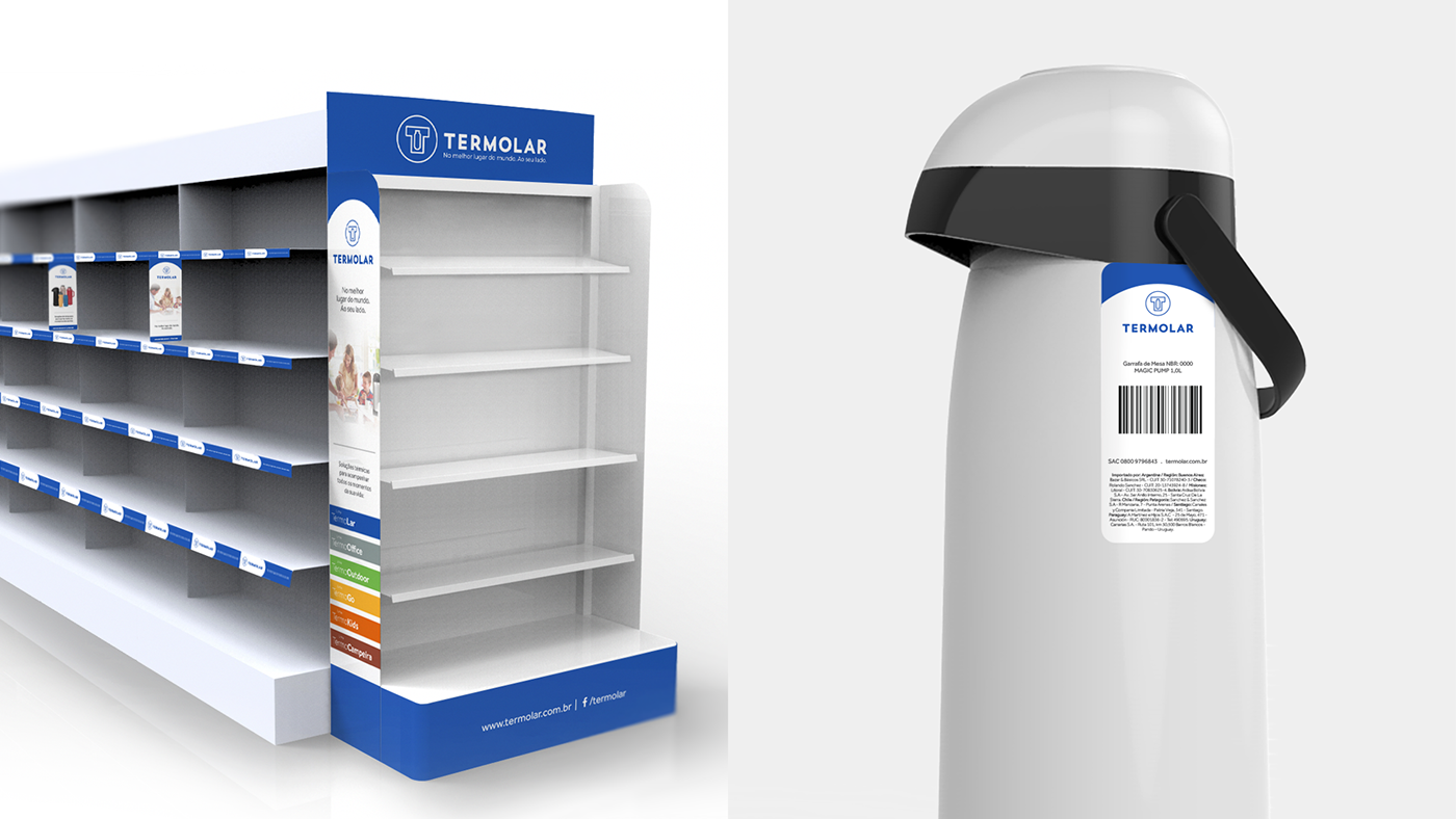 branding  logo redesign catalog pos garrafa térmica PDV stationary Packaging vacuum jug