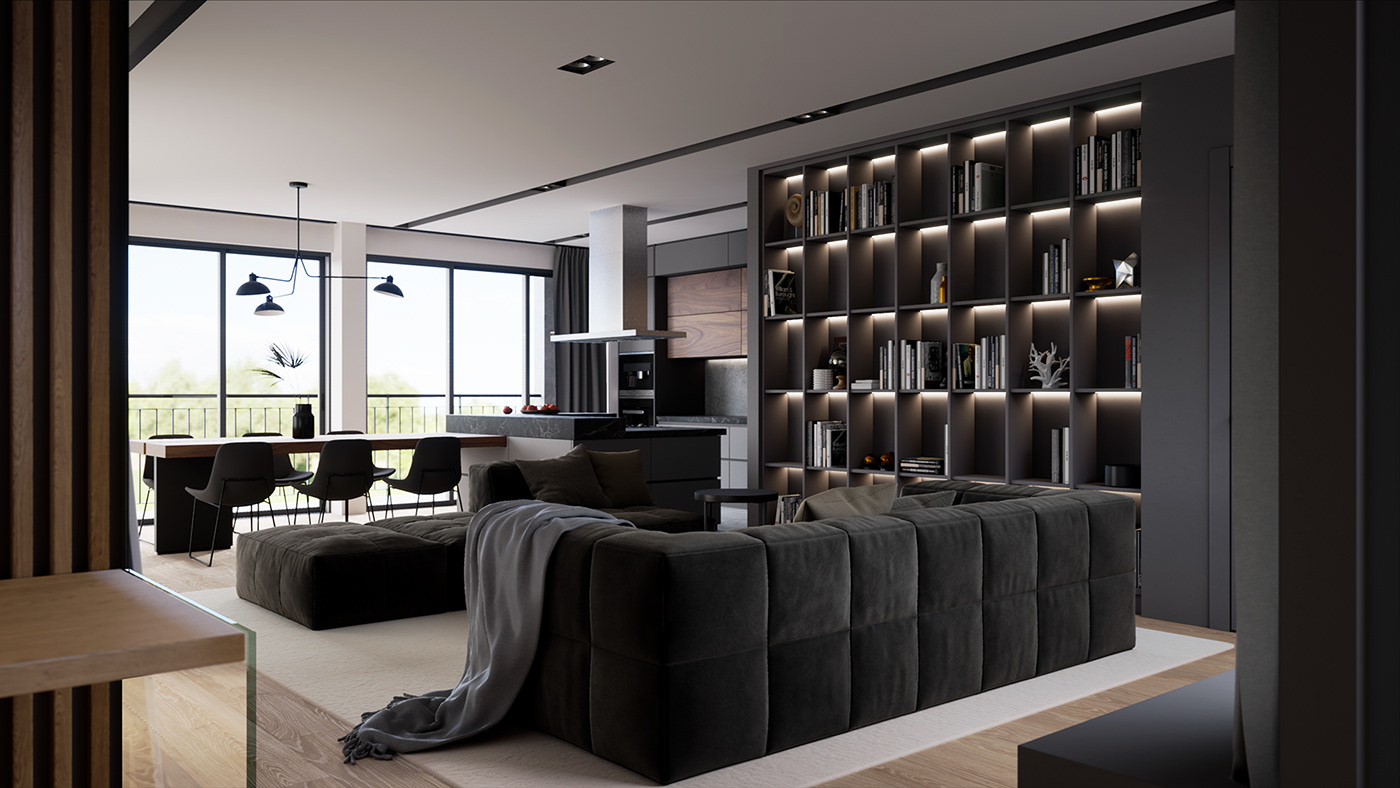 Interior Unreal Engine 4 Kitchen living room apartment arhiteach Mocca Architects