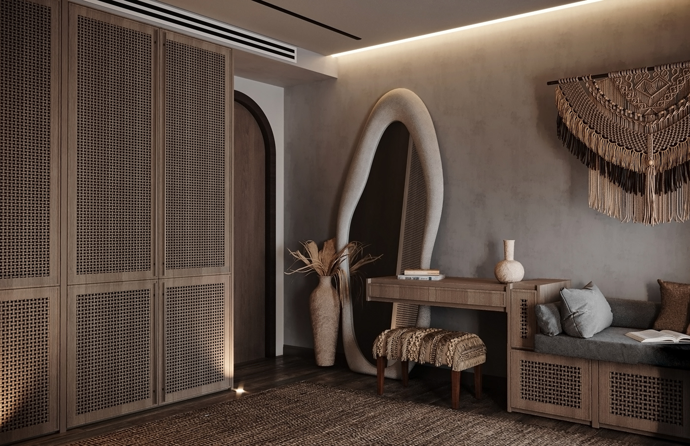3dmax Render visualization archviz corona Wabi Sabi architecture Interior bedroom interior design 