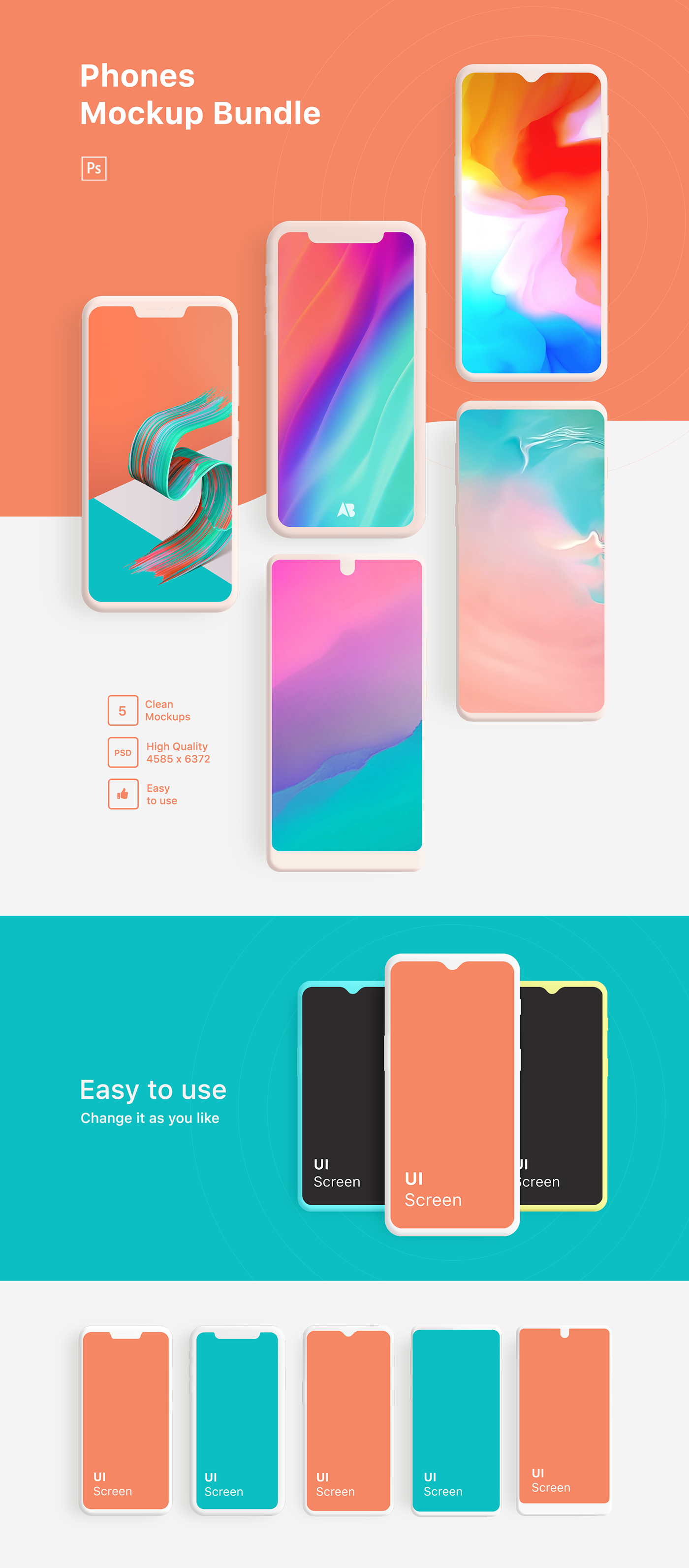 Mockup iphone xr oneplus 6t Samsung Galaxy S10+ Asus zenfone essential phone photoshop free download bundle