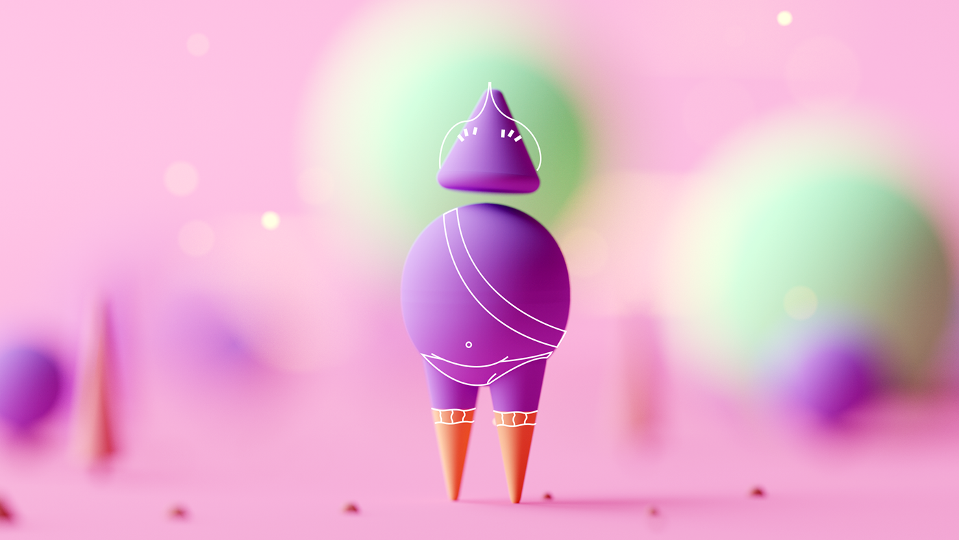 characters design shapes 2D personality minimalist Low Poly Isometric motion forest