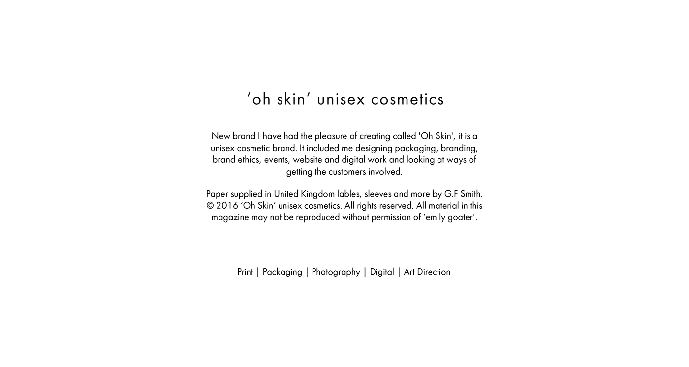 unisex beauty cosmetics Layout emily goater Web app limited edition book brand emilygoater student professional work