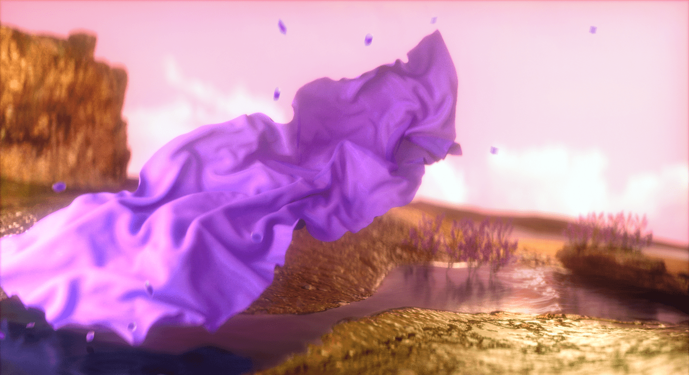 3D CGI chill fabric lavender meditation Nature relax vfx Visual Effects 
