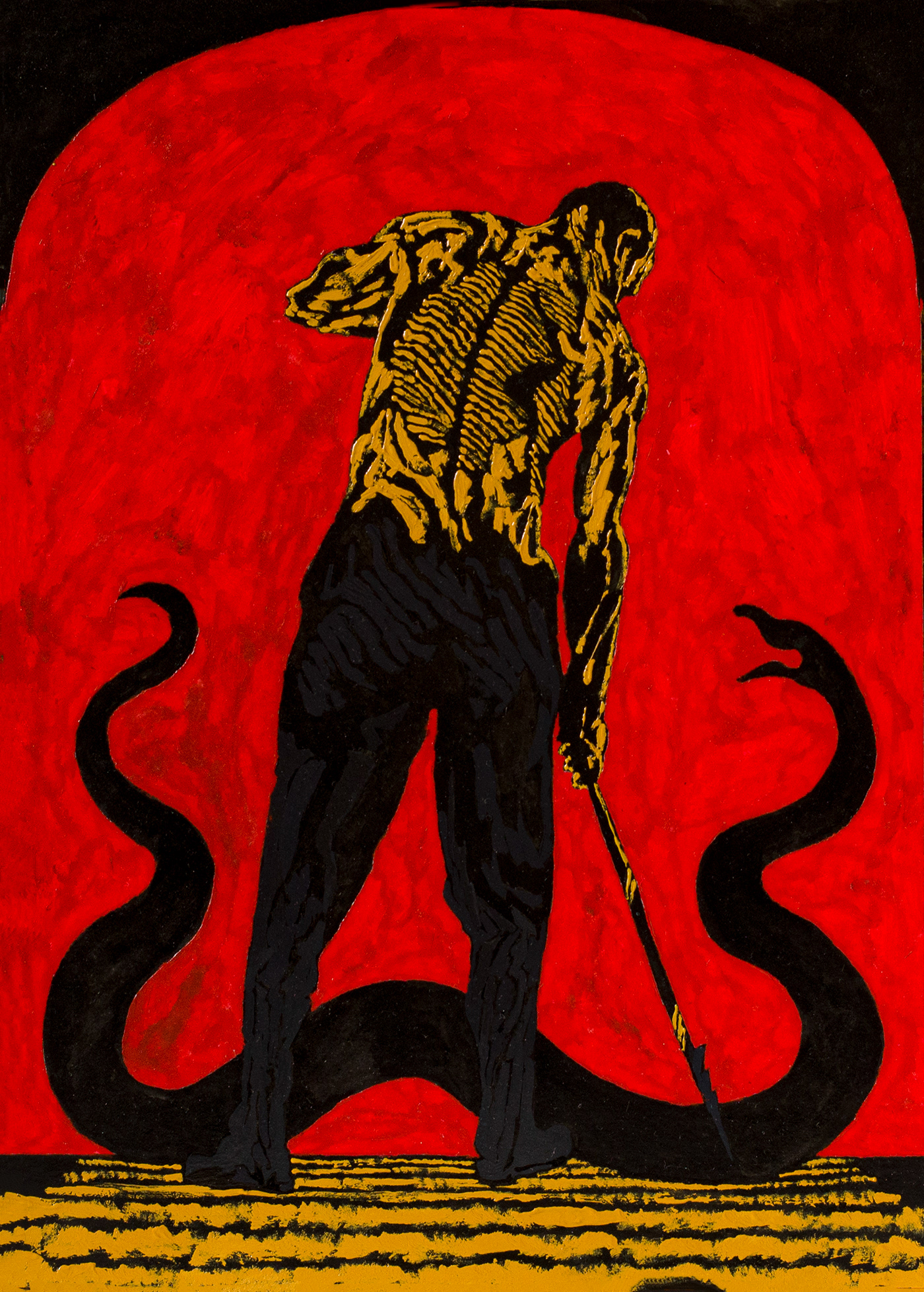 painting   Drawing  dark ILLUSTRATION  gouache ink black red minsk