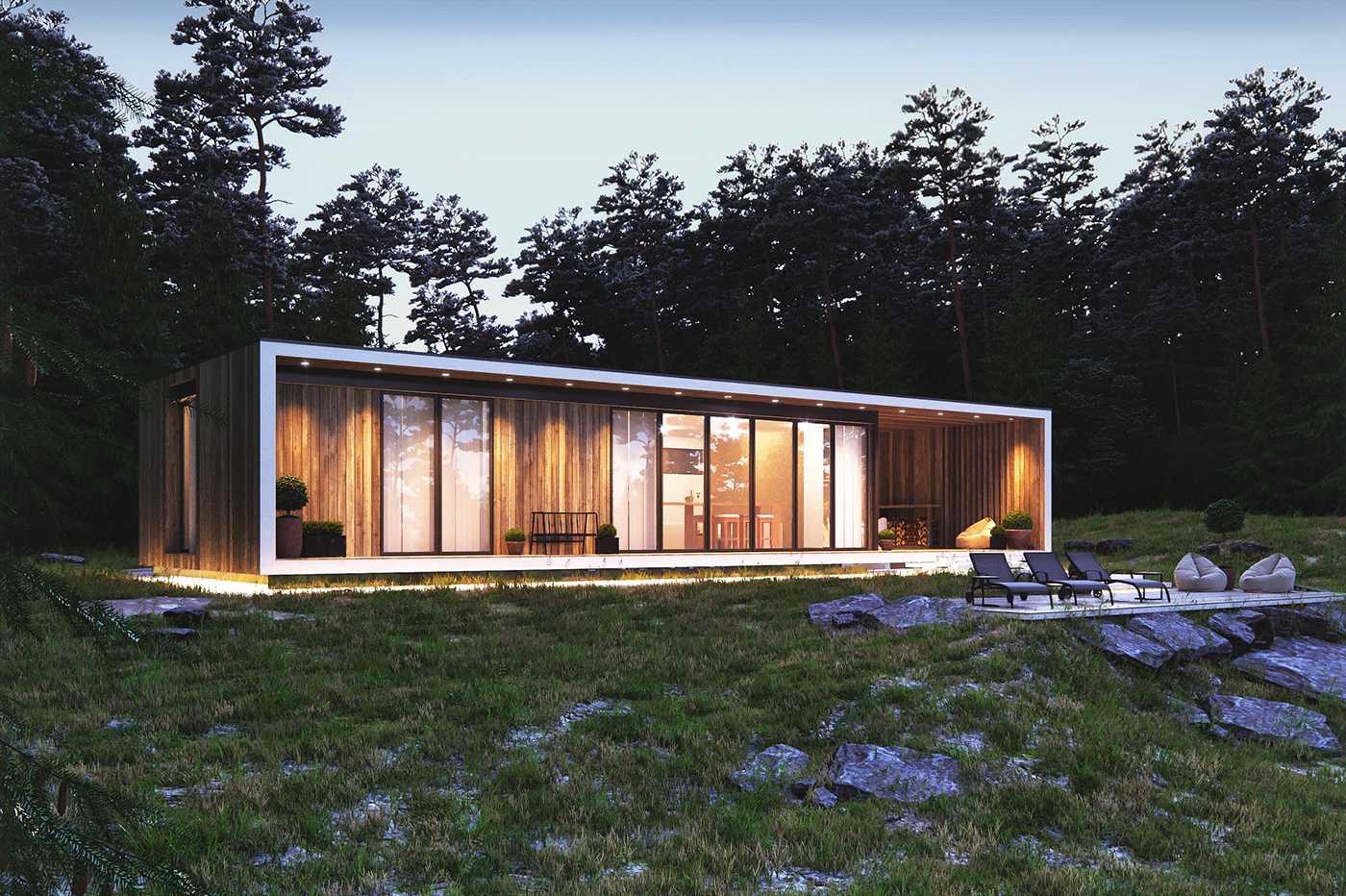 house Cottage forest wood facade modular ecohouse eco building modern