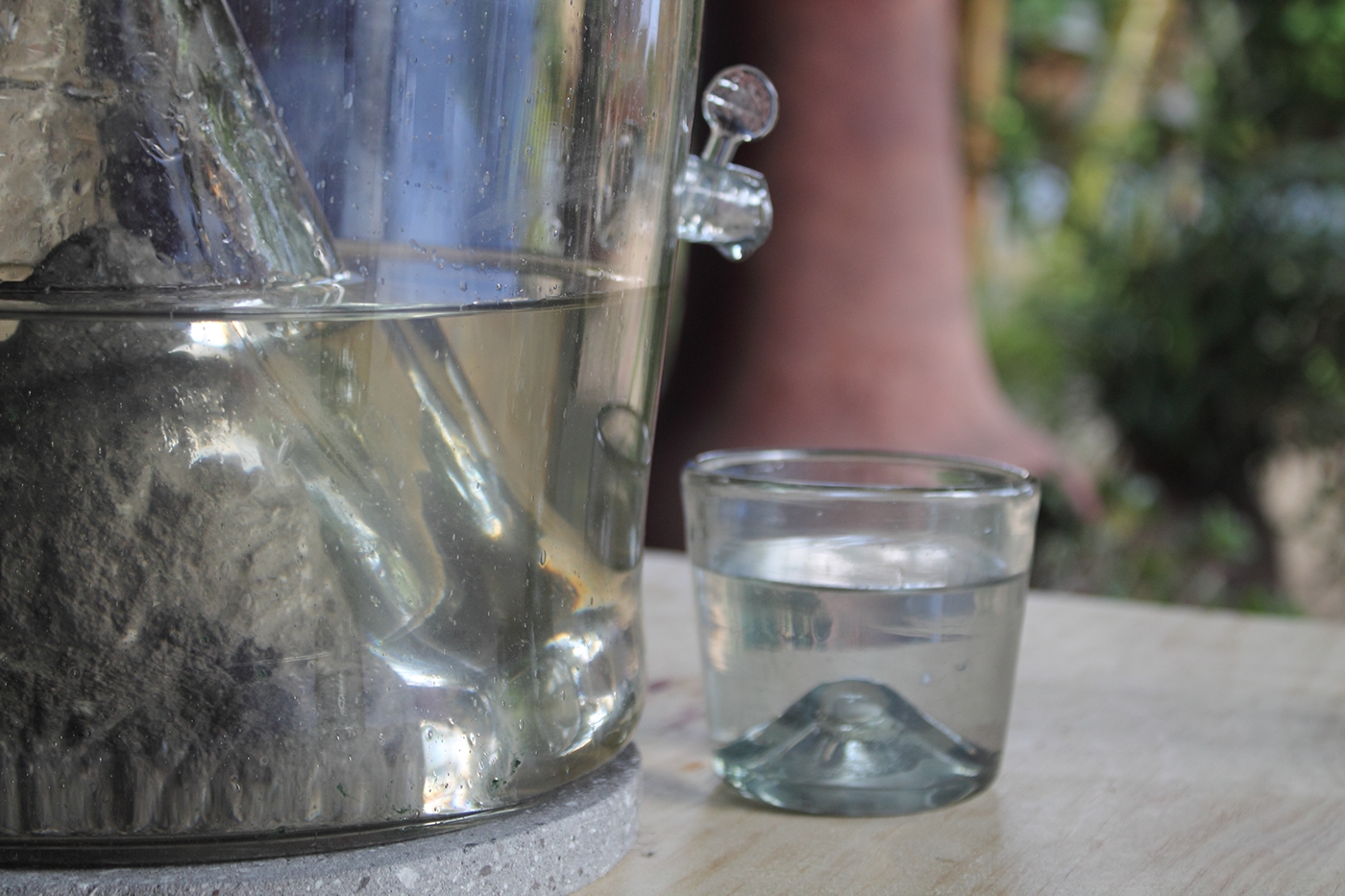 filter strain water glass cups cone time clock blown glass mexico Guadalajara stone rock