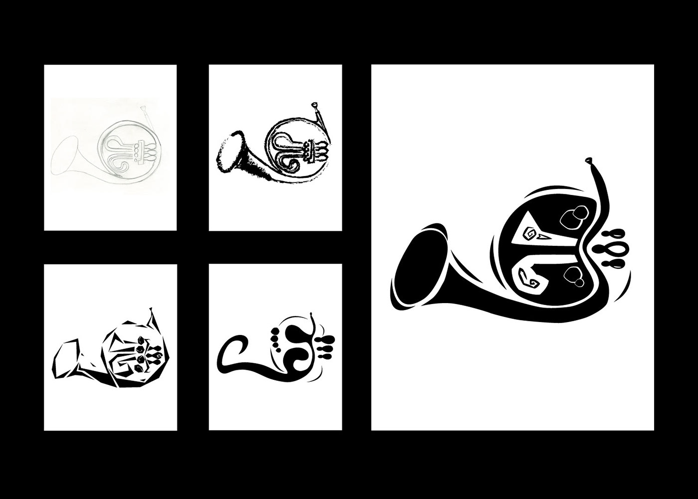 french horn Style ILLUSTRATION  Illustrator sketch graphical